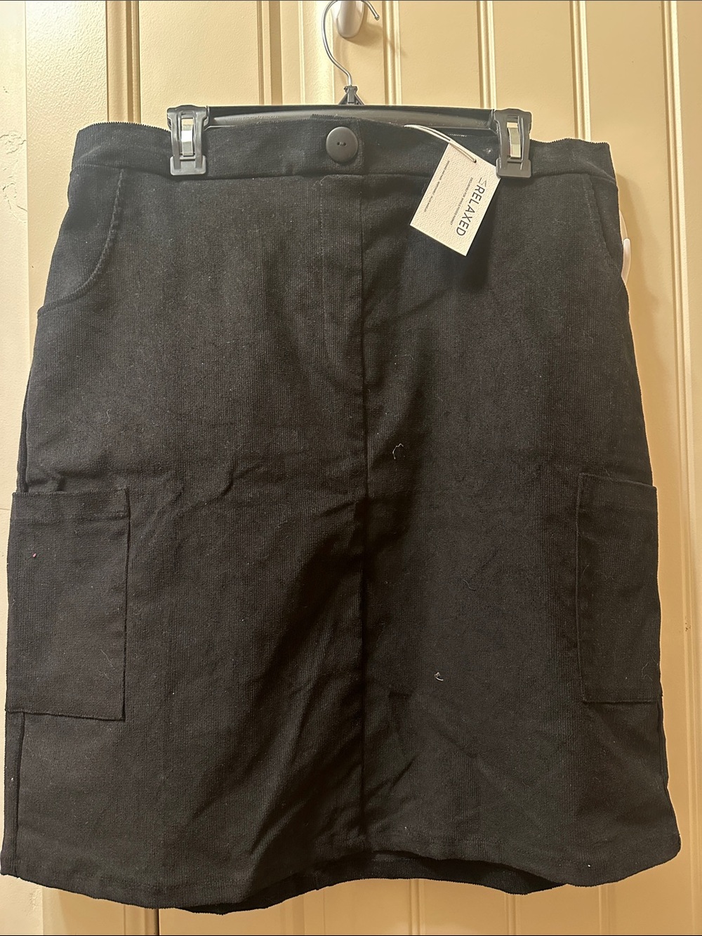 LA Relaxed- Black Cargo, Corduroy, Two Pocket Skirt